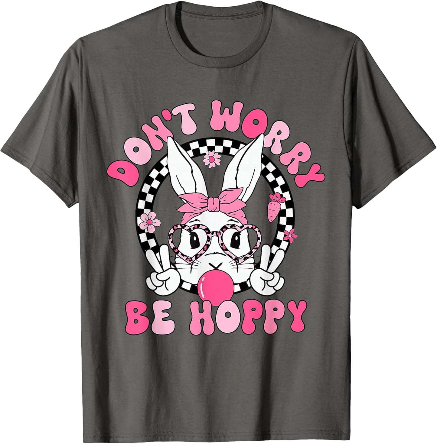 Happy Easter Groovy Bunny Face Don't Worry Be Hoppy Women T-Shirt