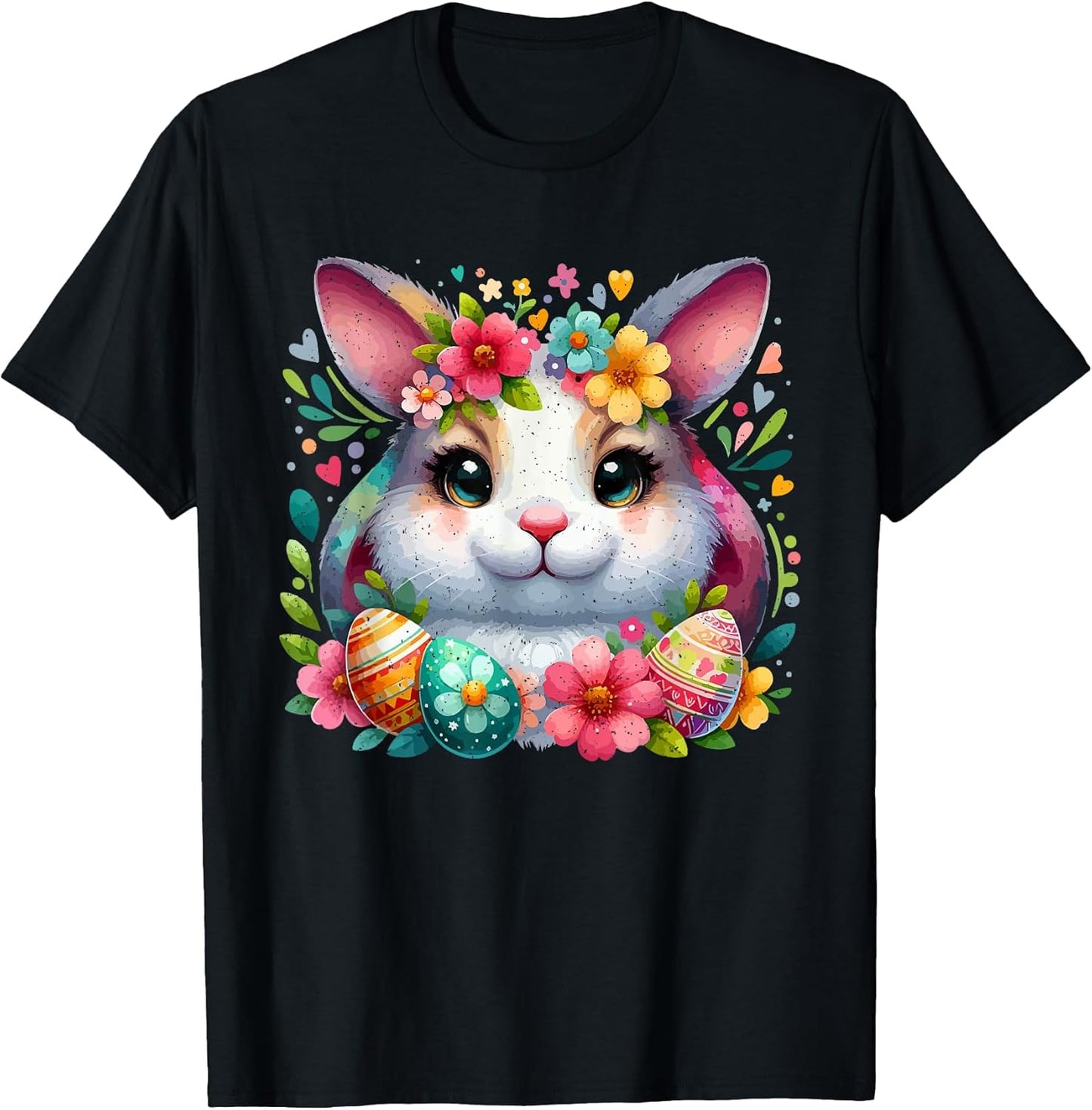 Easter Bunny Floral Rabbit Egg Hunt Sunday Christian Holiday T-Shirt
