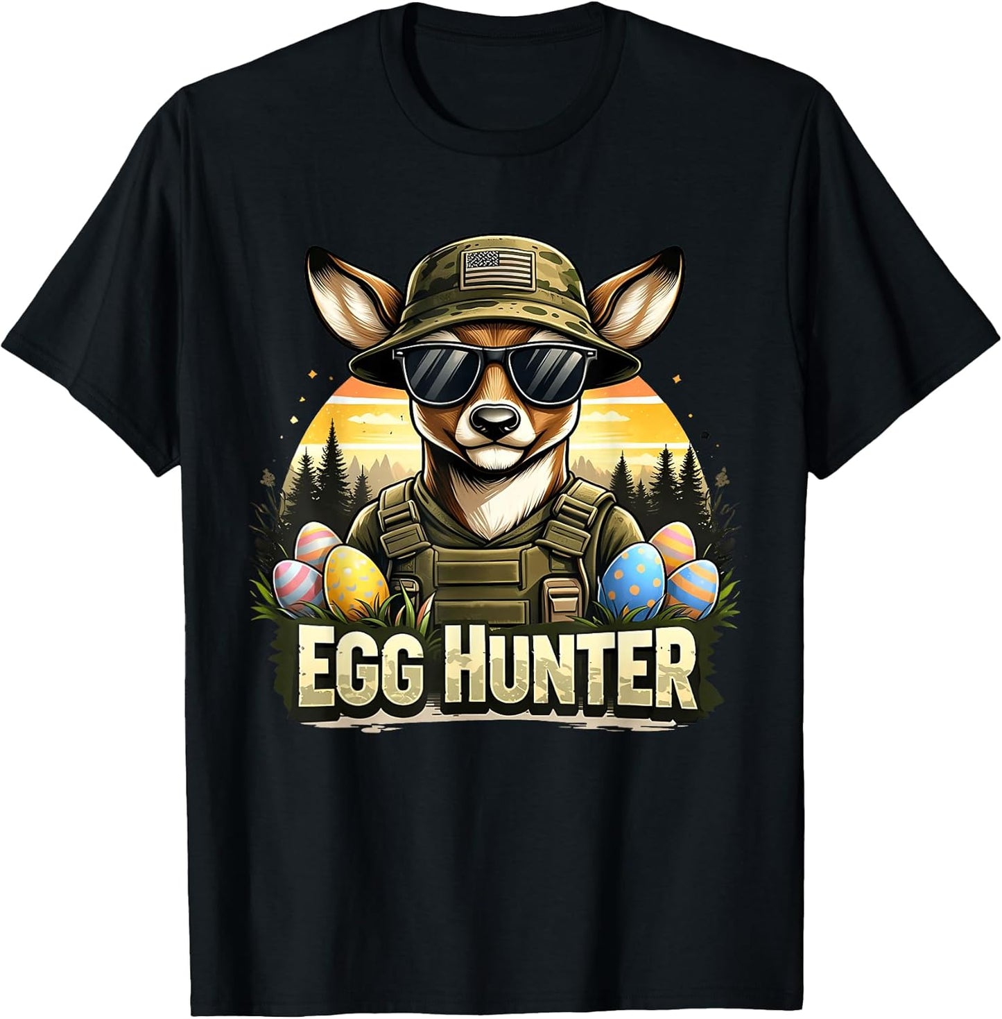 Happy Easter Day Camo Funny Hunting Boys Men Easter Egg T-Shirt