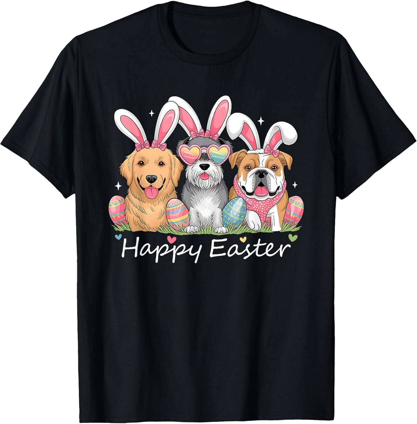 Cute Funny Easter Outfit Women Girls Kids Happy Easter Dogs T-Shirt