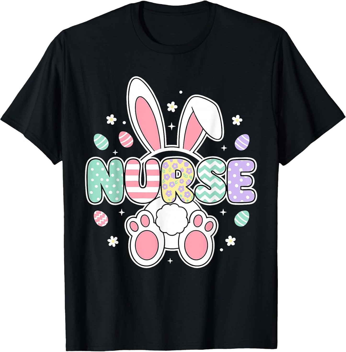 Cute Easter Nurse Shirts for Women, Spring RN Bunny Ears T-Shirt