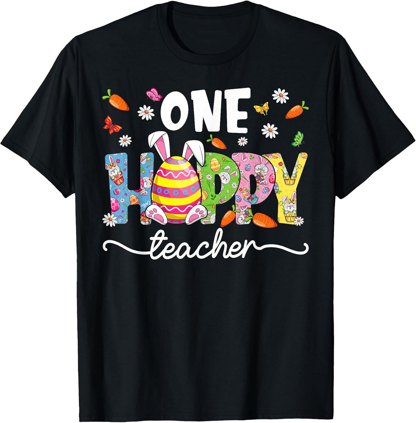 One Hoppy Teacher Bunny Ears Easter Eggs Easter Day Women T-Shirt