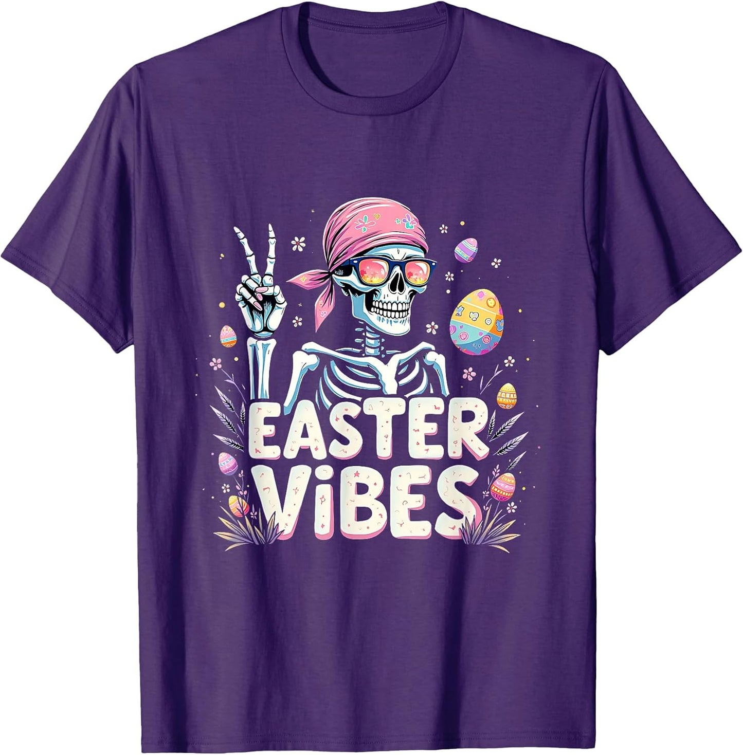 Funny Easter Vibes Pastel Skeleton Hippie Aesthetic Costume T-Shirt