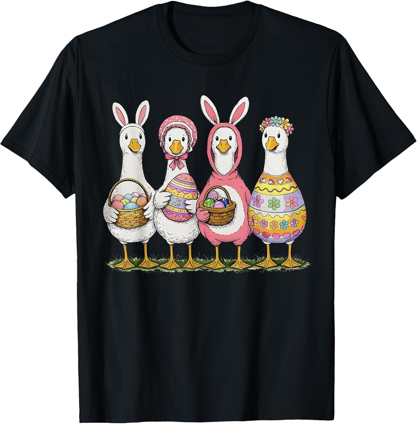 Happy Easter Bunny Goose Spring Holiday Women Girl Kids T-Shirt