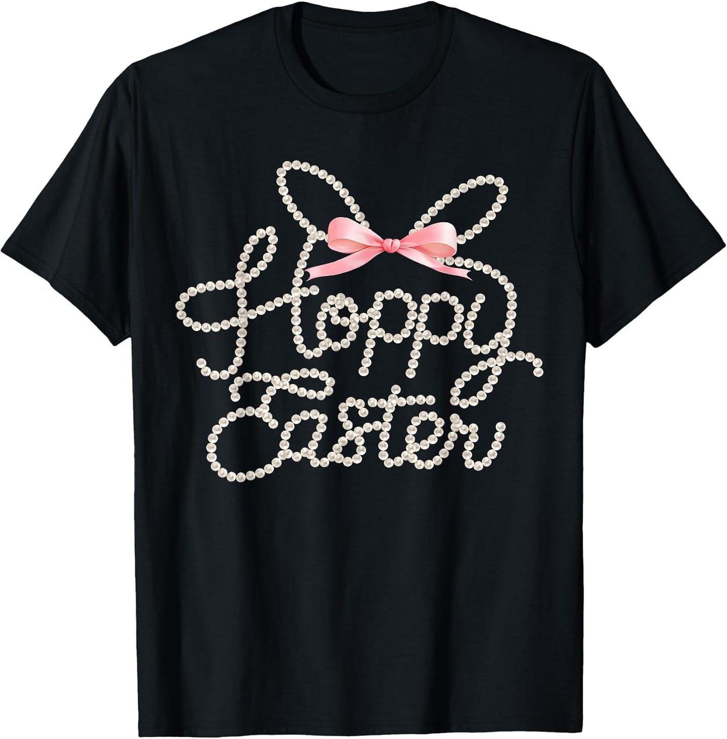 Retro Hoppy Easter Pearls Bunny Ears Girls Women Kid T-Shirt