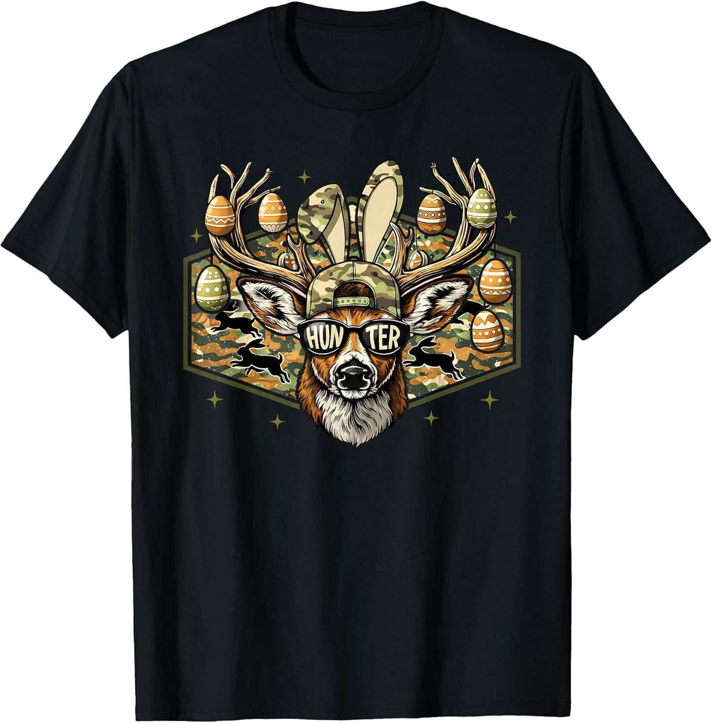 Easter Day Egg Hunter Deer Buck Camo Hunting Men Women Kid T-Shirt