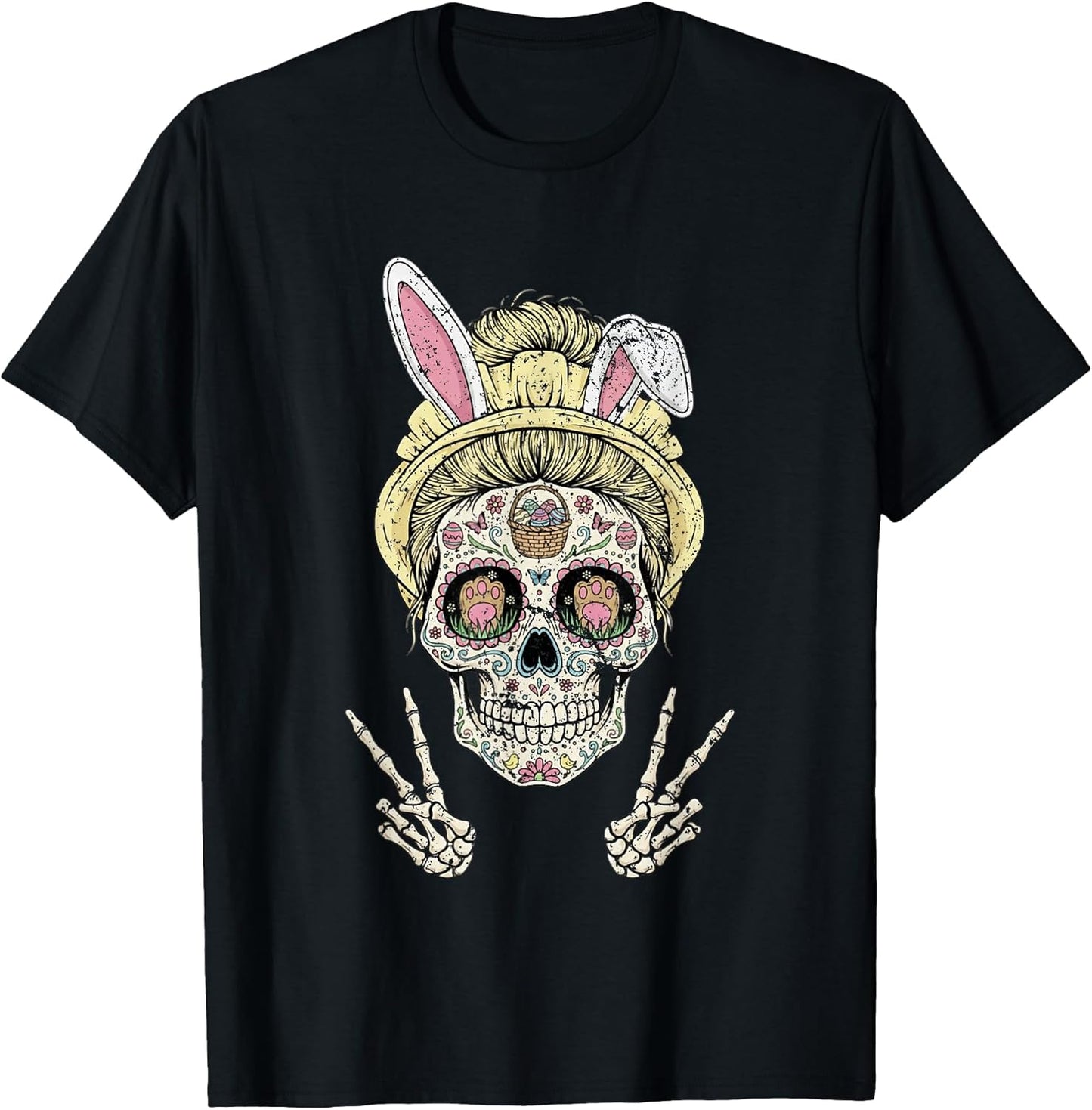Pastel Easter Skull With Bunny Ears