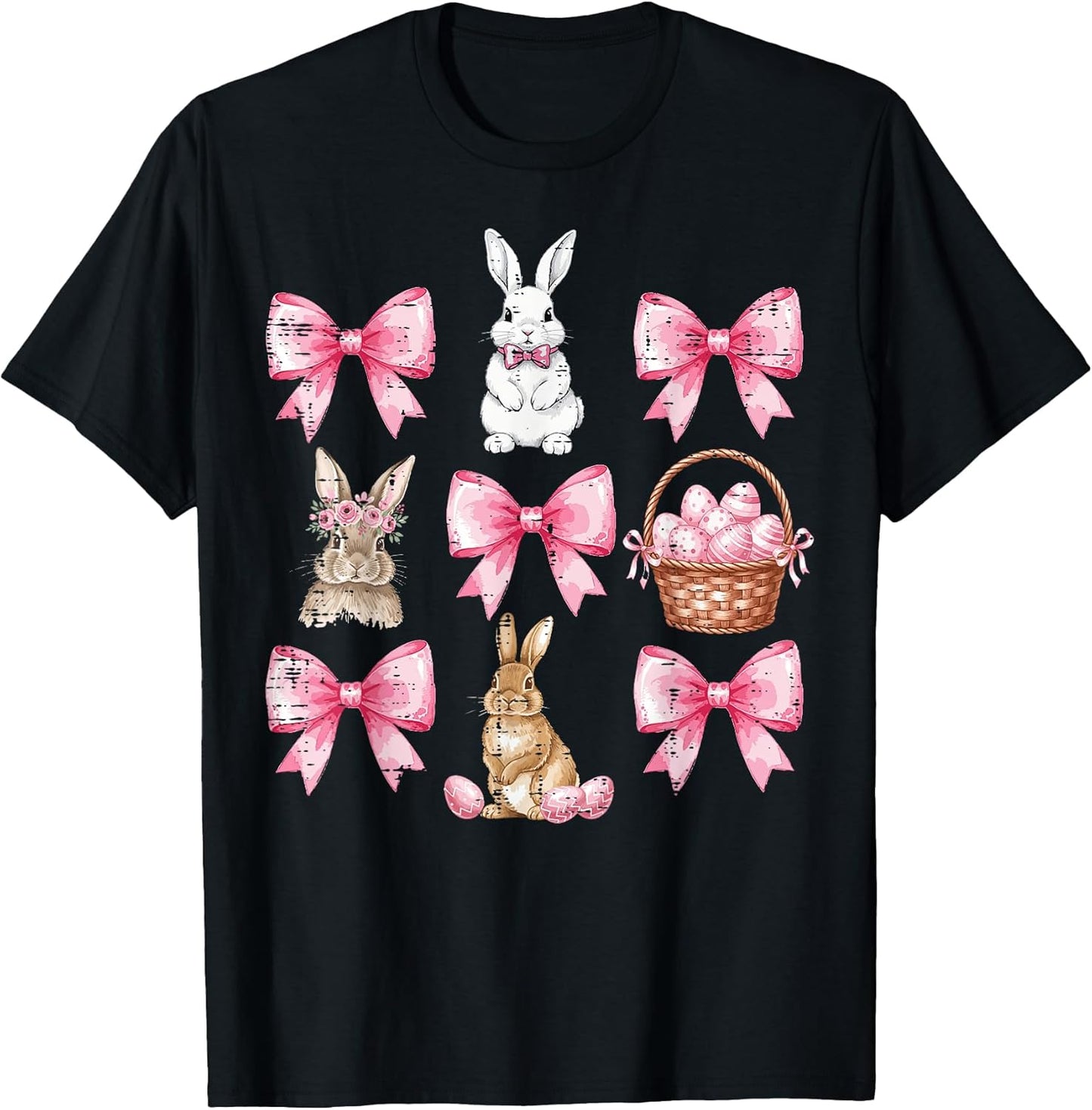 Easter Bunnies Coquette Bow Basket Rabbit Girls Kids Women T-Shirt