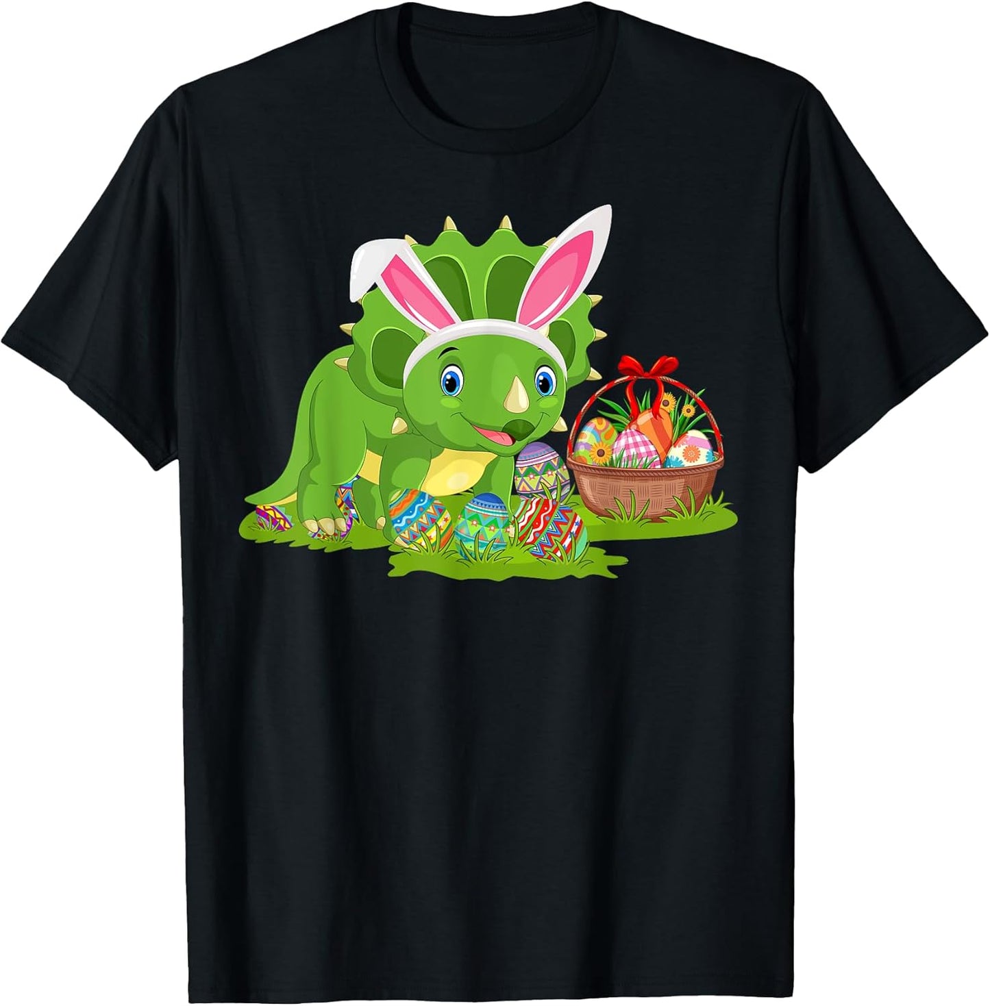 Funny Easter Egg Hunting Bunny Triceratops Dinosaur Easter T-Shirt