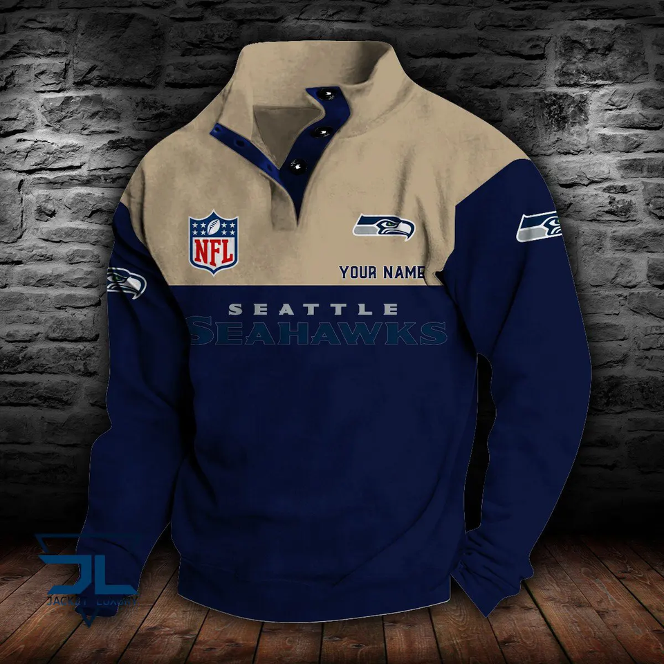 Seattle Seahawk Double Breasted Stand Collar Sweatshirt