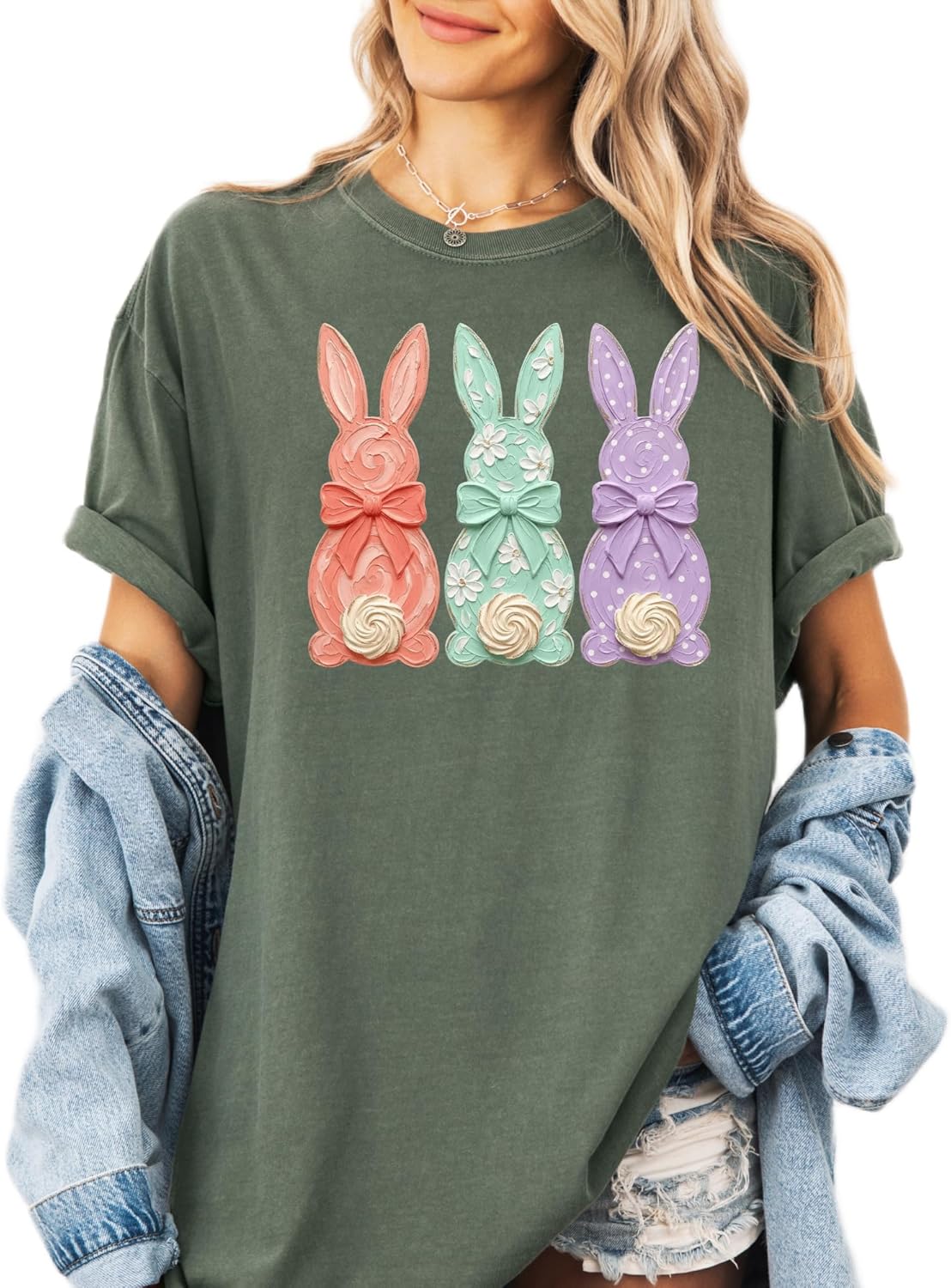 Comfort Colors Pastel Bunny Trio T-Shirt Easter Spring Graphic Tee