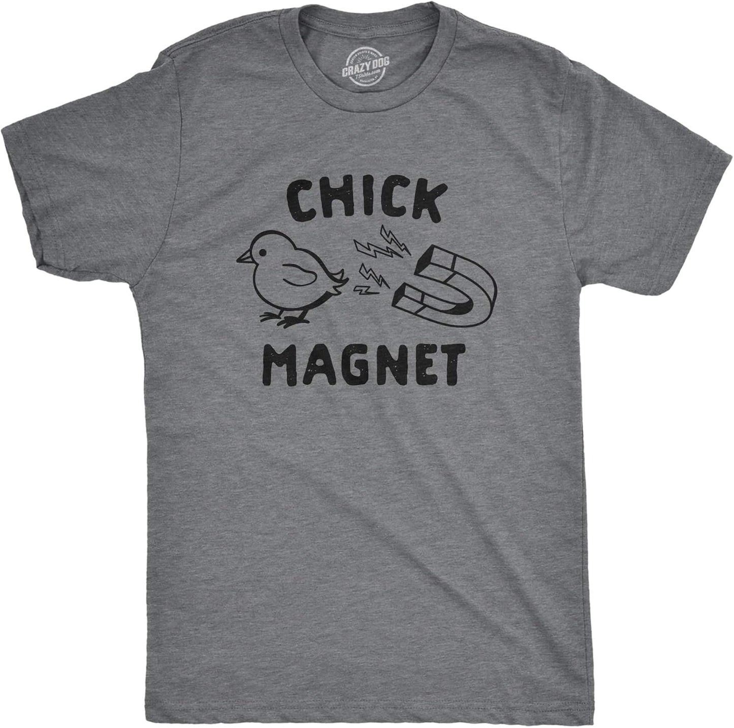 Mens Chick Magnet T Shirt Funny Easter Sunday Baby Chick Holiday Novelty Tee Funny T Shirts Easter Apparel for Men Cool Animal Short Sleeve Novelty Tees Dark Grey XXL