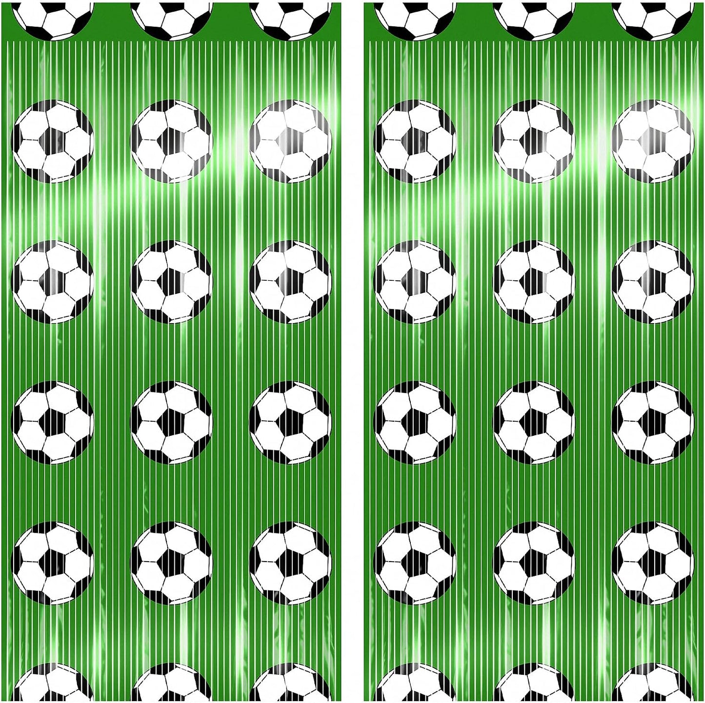 HOOSUN World Cup 2026 Decorations,2 Pack Soccer Birthday Party Decorations Backdrop,Soccer Party Decor Tinsel Foil Fringe Curtains,3.3 x 6.6 Ft Soccer Party Photo Backdrop for Wall,Door,Photo Booth