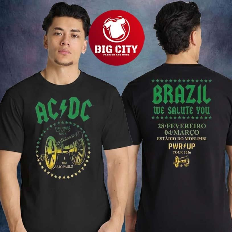 AC DC PWR Up Tour 2026 Sao Paulo Pop Up Merch At Tokio Marine Hall 2026 Two Sided Shirt