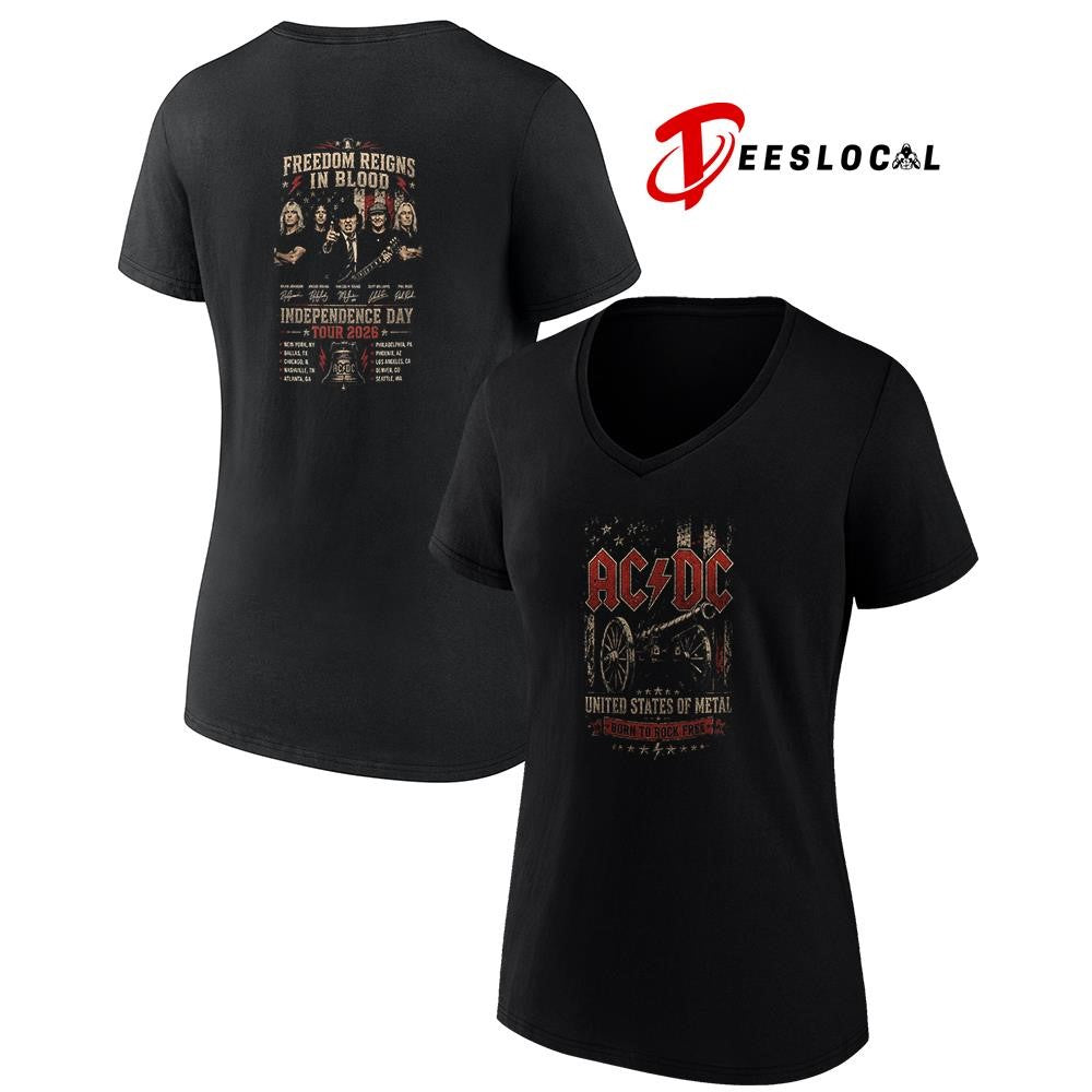 ACDC Independence day tour United States of metal born to rock free graphic signature shirt