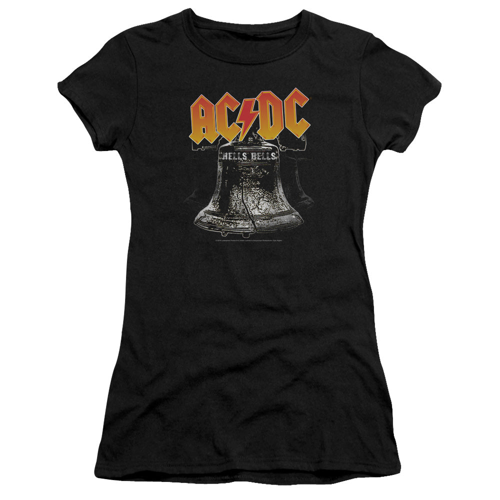 AC/DC Hells Bells Junior Sheer Cap Sleeve Premium Bella Canvas Womens T Shirt Black - clothing by TeeHivey.com
