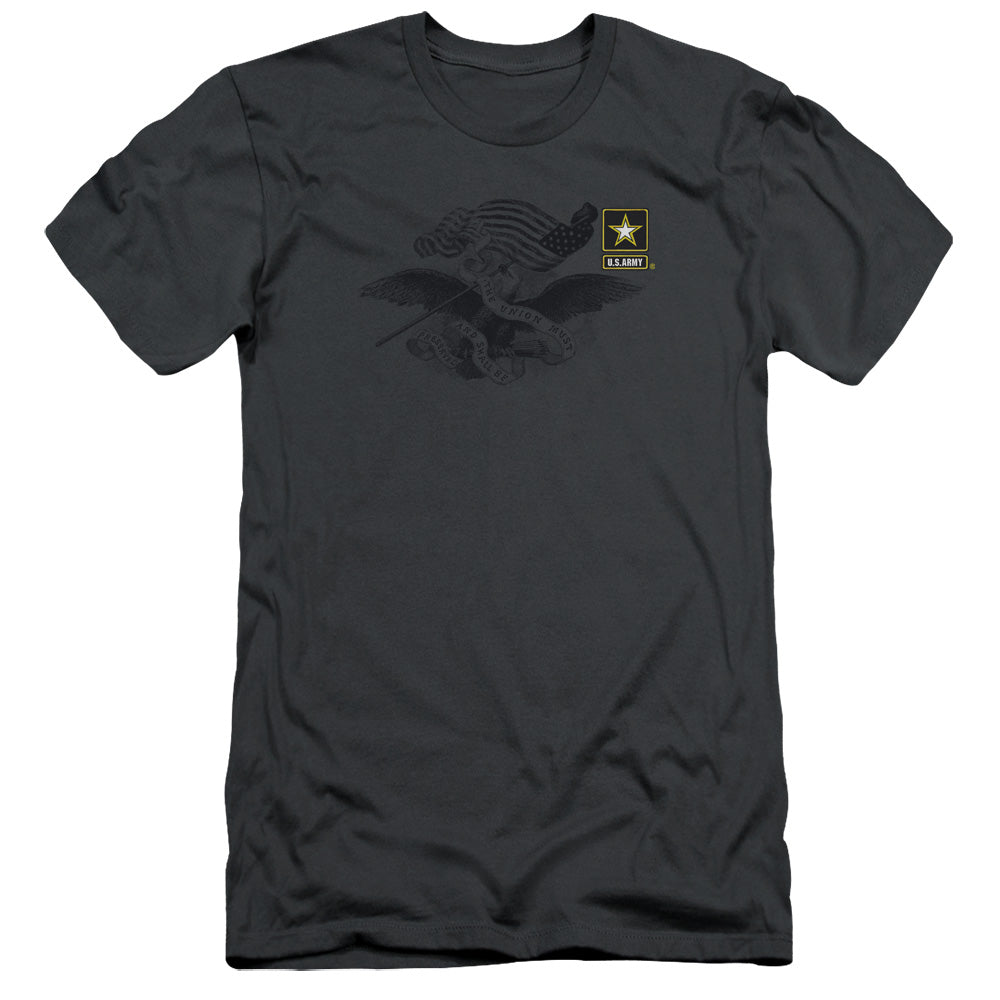 Army Left Chest Slim Fit Mens T Shirt Charcoal - clothing by TeeHivey.com