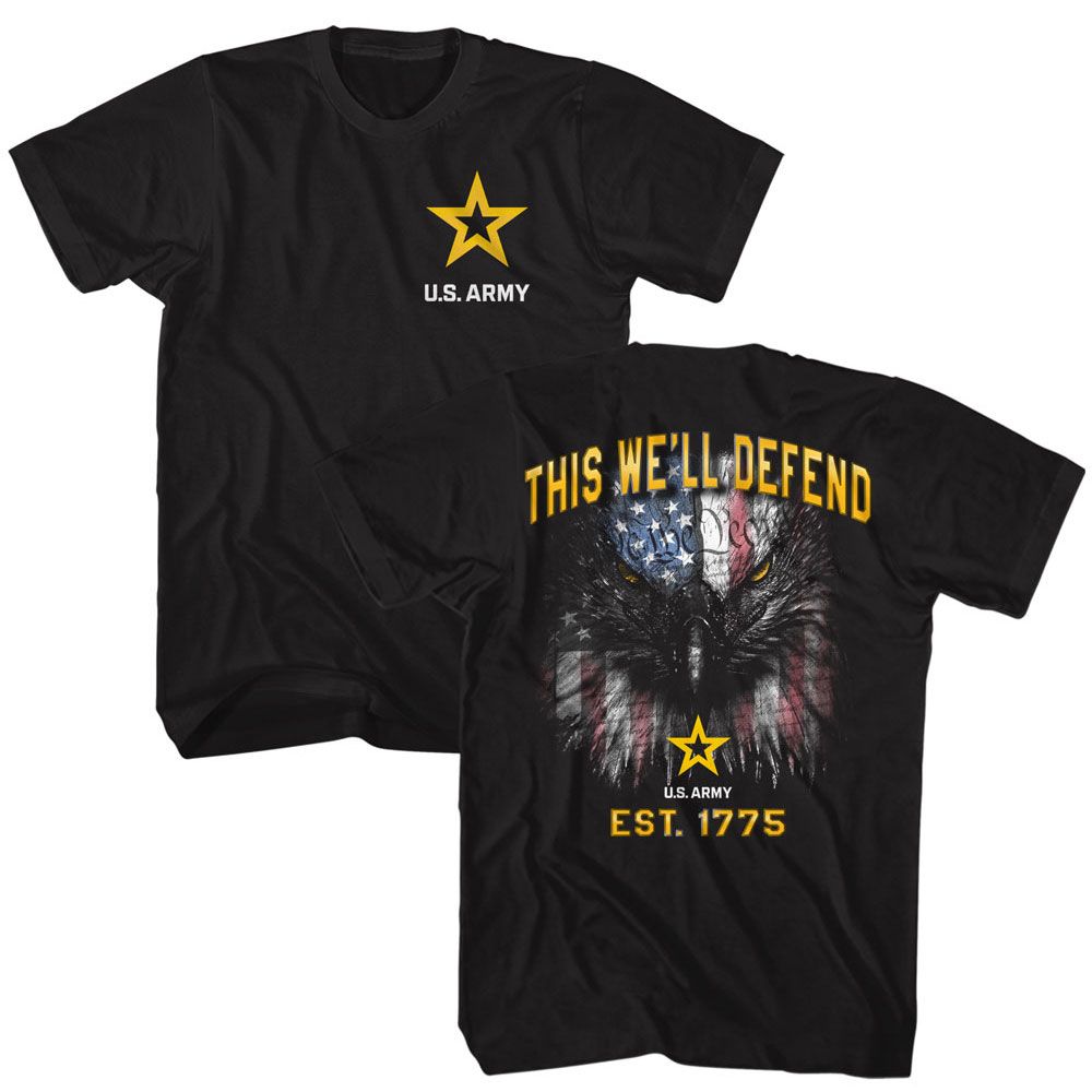 US Army - Well Defend - American Classics - Solid Black Adult Short Sleeve T-Shirt - clothing by TeeHivey.com (Image 4)