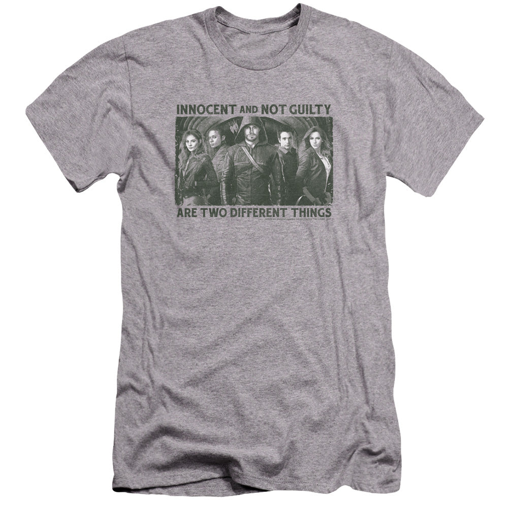 Arrow Not Guilty Premium Bella Canvas Slim Fit Mens T Shirt Athletic Heather - clothing by TeeHivey.com (Image 3)