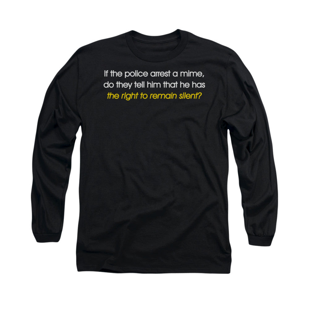 Arrest A Mime Mens Long Sleeve Shirt Black - clothing by TeeHivey.com (Image 2)