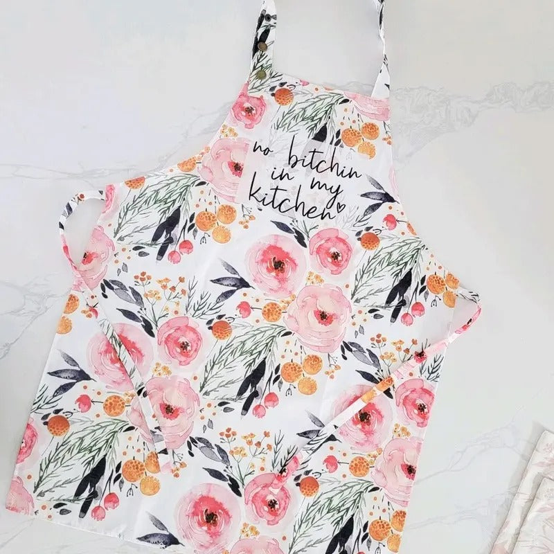 Adjustable No Bitchin In My Kitchen Apron with Printed Design