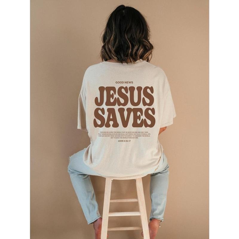Aesthetic Jesus Saves Shirt, Christian Apparel Brown Christian Shirt, For Men Jesus, Apparel Christian Streetwear Hoodie and Sweater; T-shirt