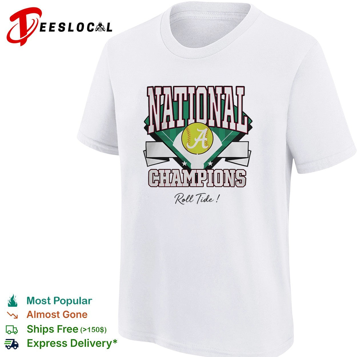 Alabama Crimson Tide National Champions Roll Tide Softball Shirt