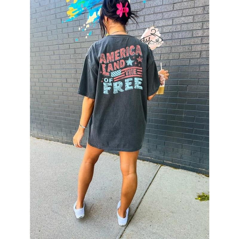 America Land of The Free T-shirt, Distressed America Shirt, USA Flag Shirt, Stars and Stripes Shirt, Fourth of July Gift