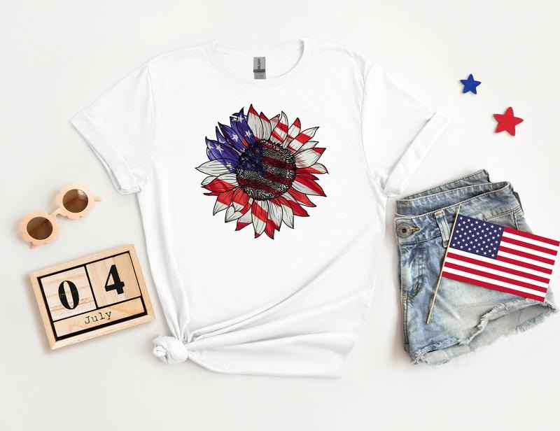 America Sunflower Shirt Usa Flag Flower T Shirt Gift For American 4th Of July Flag Graphic T-shirt Freedom Tshirt Independence Shirt T-shirt, sweater and Hoodie