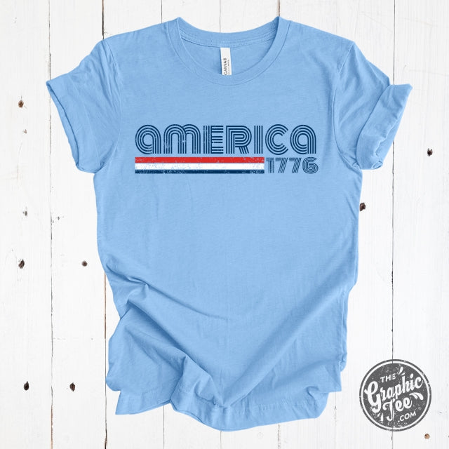America 1776 Retro Inspired Short Sleeve Tee Shirt