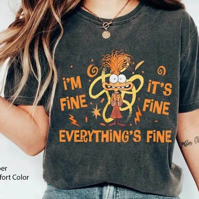 Anxiety I'm Fine It's Fine Everything's Fine Comfort Colors T-shirt, Inside Out 2 Shirt, Emotions T-shirt, Mental Health Matter Gifts