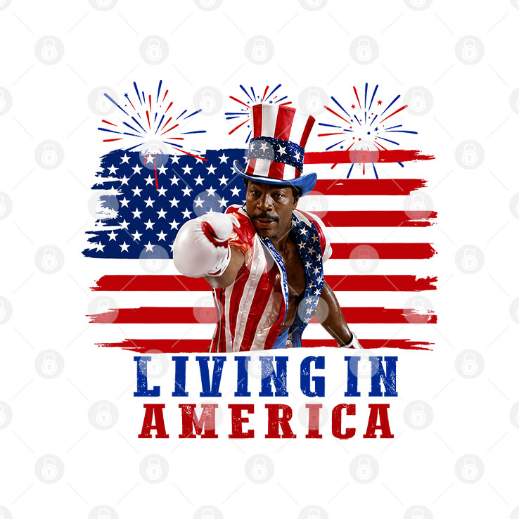 Apollo Creed Living In America 4th Of July T Shirt