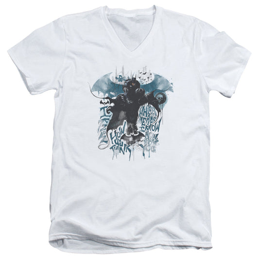 Batman Arkham Knight I Know Mens Slim Fit V Neck T Shirt White