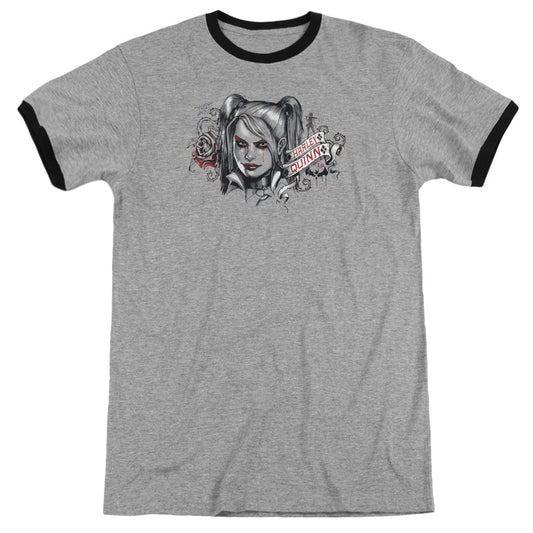 Batman Arkham Knight Hq Sketch Heather Ringer Mens T Shirt Heather Black