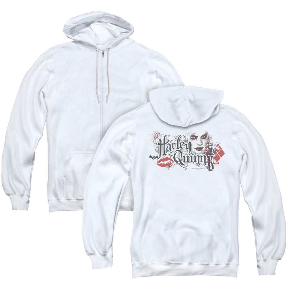 Batman Arkham Knight Lips Back Print Zipper Mens Hoodie White