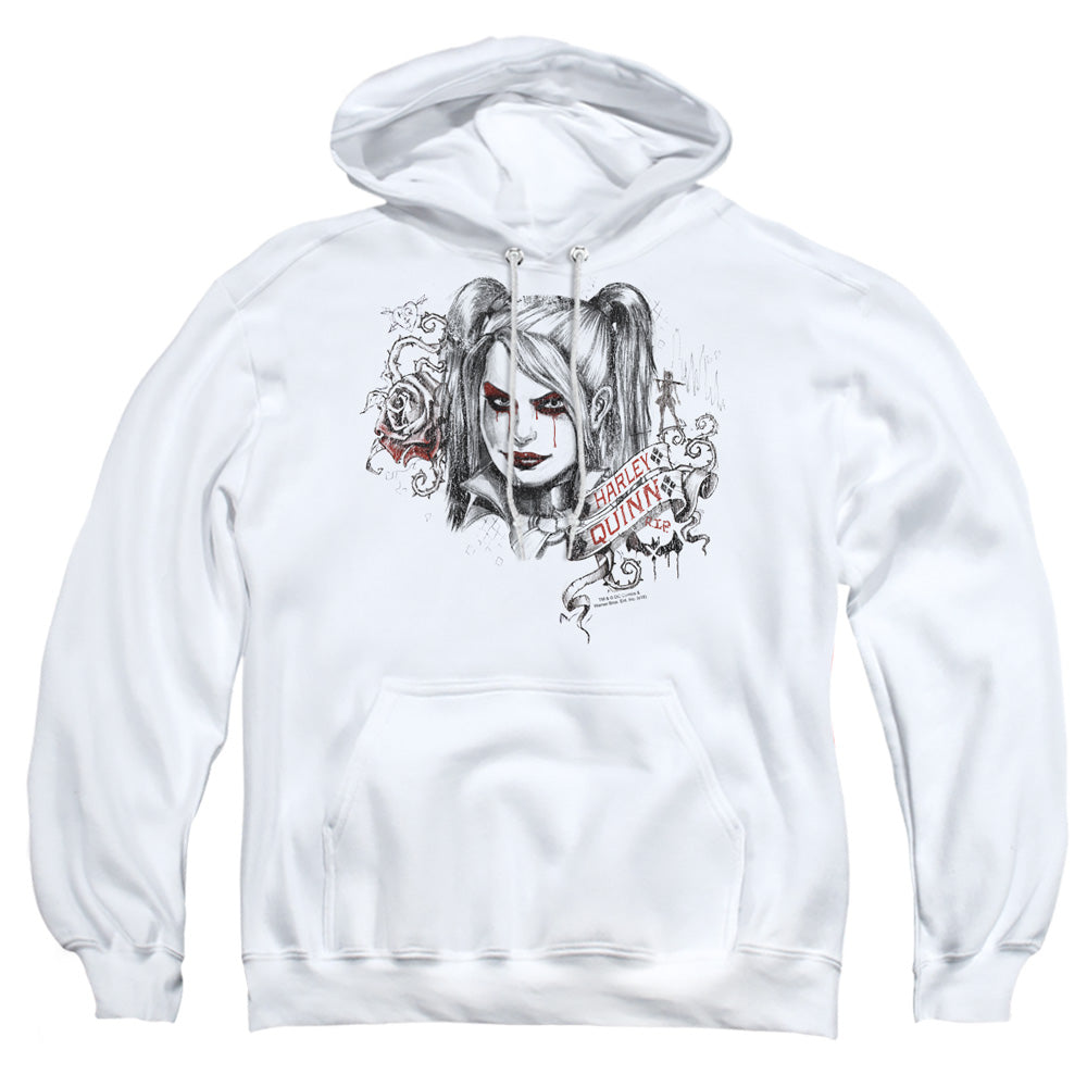 Batman Arkham Knight Sketchy Girl Mens Hoodie White