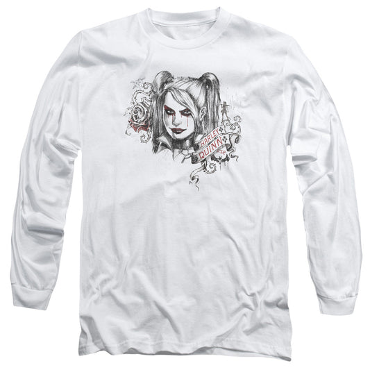 Batman Arkham Knight Sketchy Girl Mens Long Sleeve Shirt White