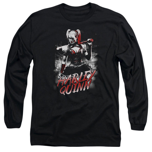 Batman Arkham Knight Quinn City Mens Long Sleeve Shirt Black