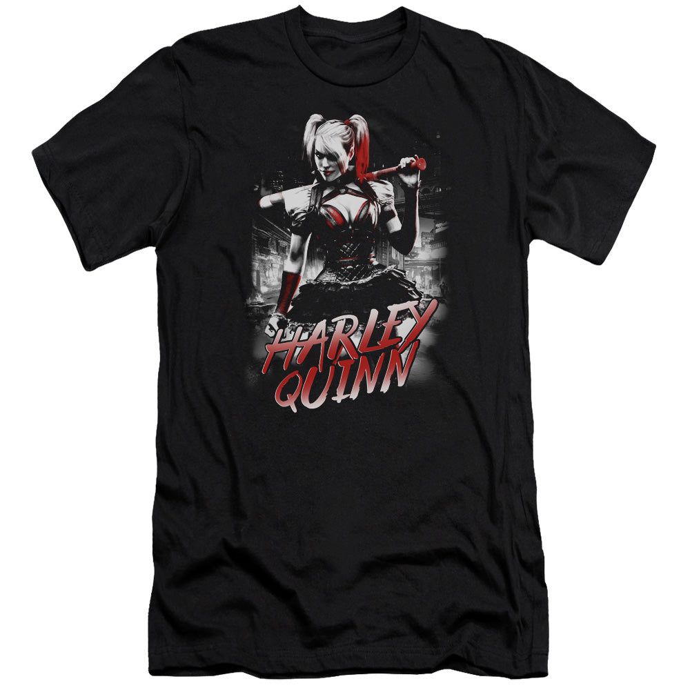 Batman Arkham Knight Quinn City Slim Fit Mens T Shirt Black