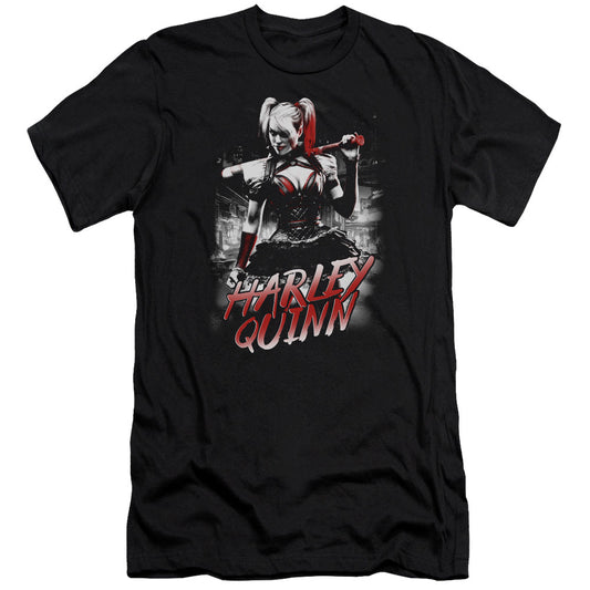 Batman Arkham Knight Quinn City Slim Fit Mens T Shirt Black