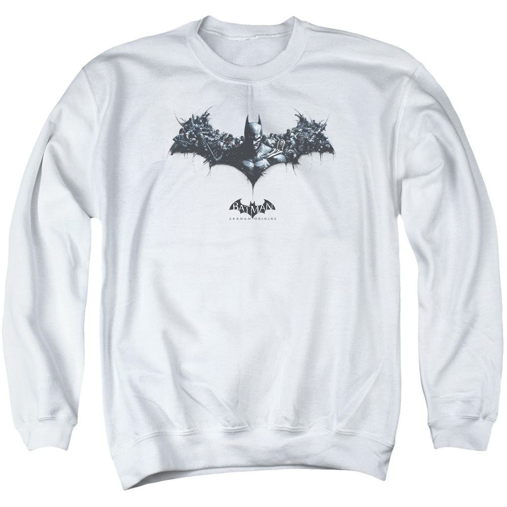 Batman Arkham Origins Bat Of Enemies Mens Crewneck Sweatshirt White