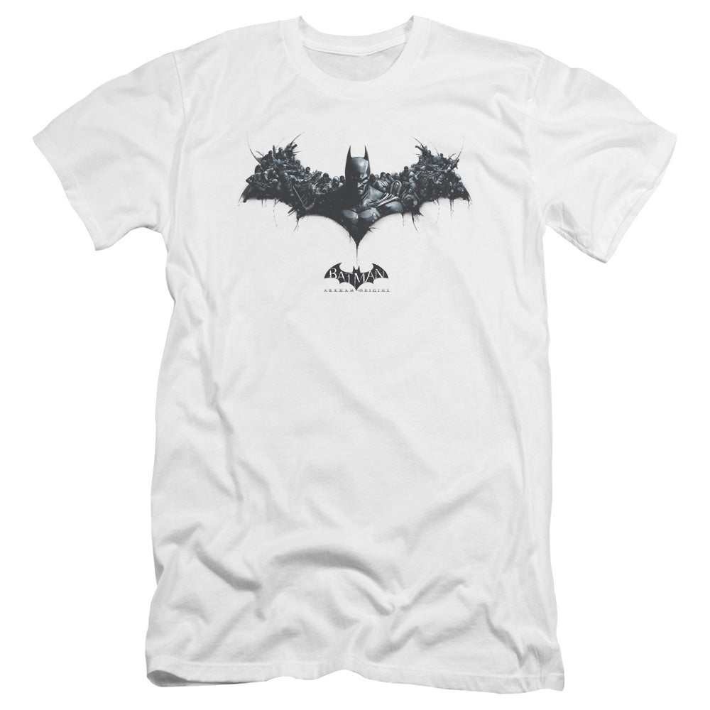 Batman Arkham Origins Bat Of Enemies Premium Bella Canvas Slim Fit Mens T Shirt White