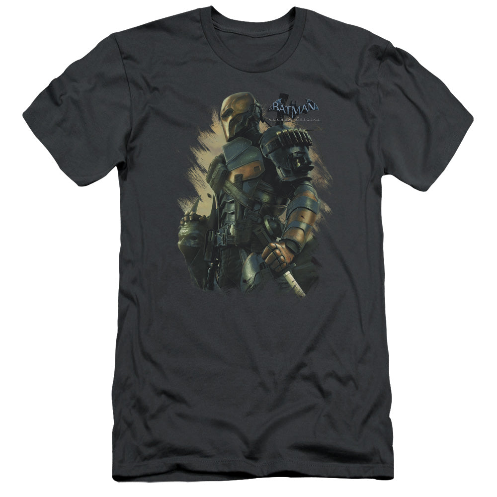 Batman Arkham Origins Deathstroke Slim Fit Mens T Shirt Charcoal