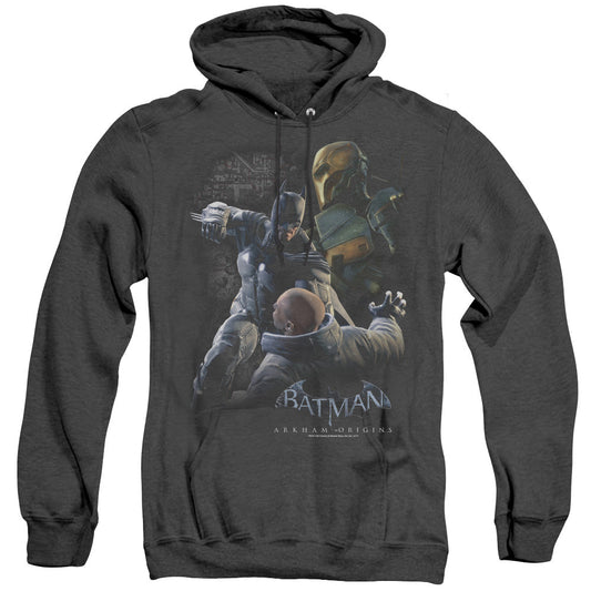 Batman Arkham Origins Punch Heather Mens Hoodie Black