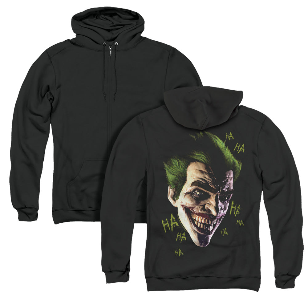 Batman Arkham Origins Joker Grim Back Print Mens Zipper Hoodie Black