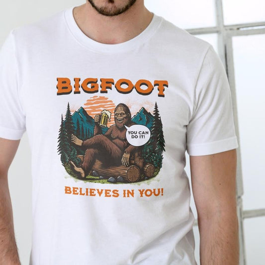 BIGFOOT BELIEVES IN YOU T Shirt, Unisex Cotton graphic T Shirt