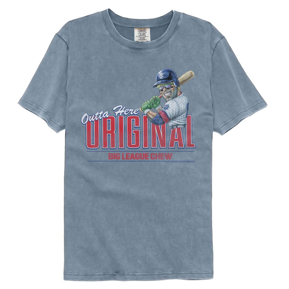 Big League Chew - Outta Here Original - American Classics - Solid Blue Adult Short Sleeve Comfort Color T-Shirt Style001
