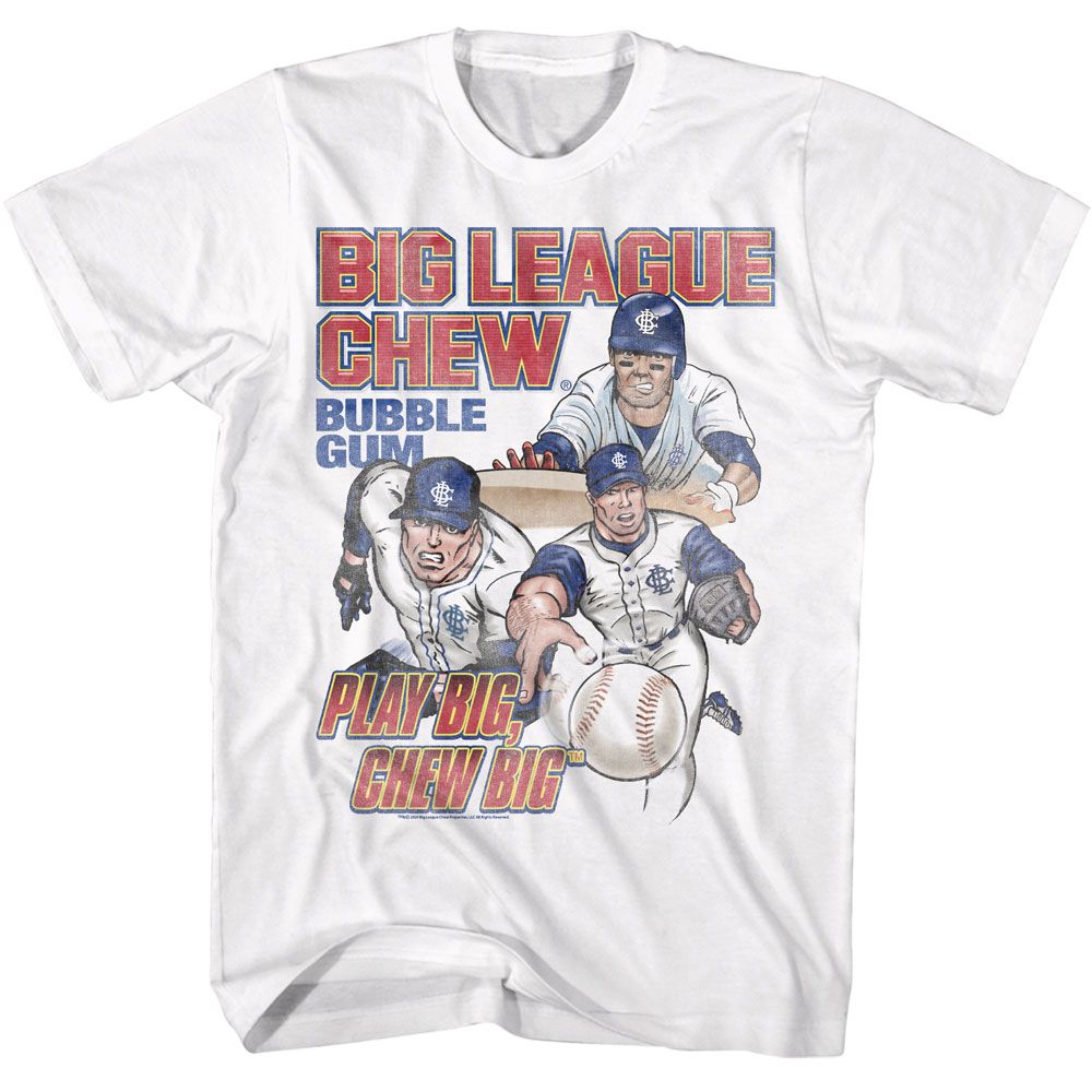 Big League Chew - Play Big - American Classics - Solid White Adult Short Sleeve T-Shirt