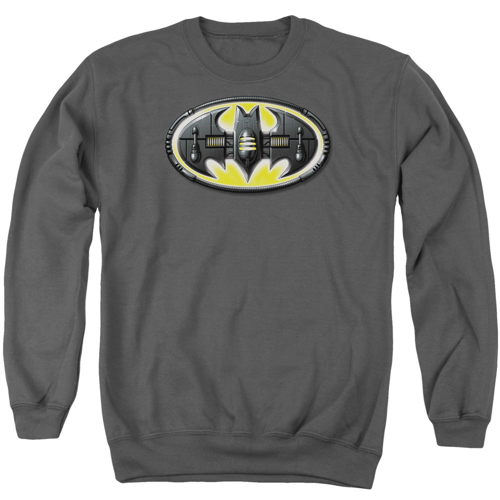 Batman Bat Mech Logo Mens Crewneck Sweatshirt Charcoal