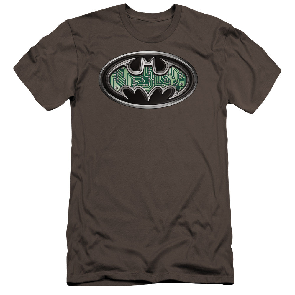 Batman Circuitry Shield Premium Bella Canvas Slim Fit Mens T Shirt Charcoal